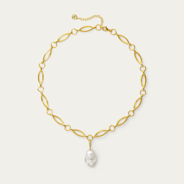 Levé Pearl Pendant + Vine Necklace