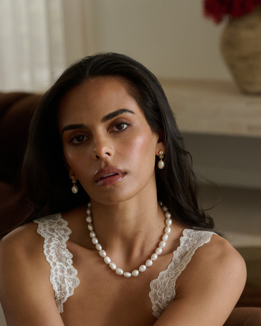 Sapphire Pearl Drop Earrings
